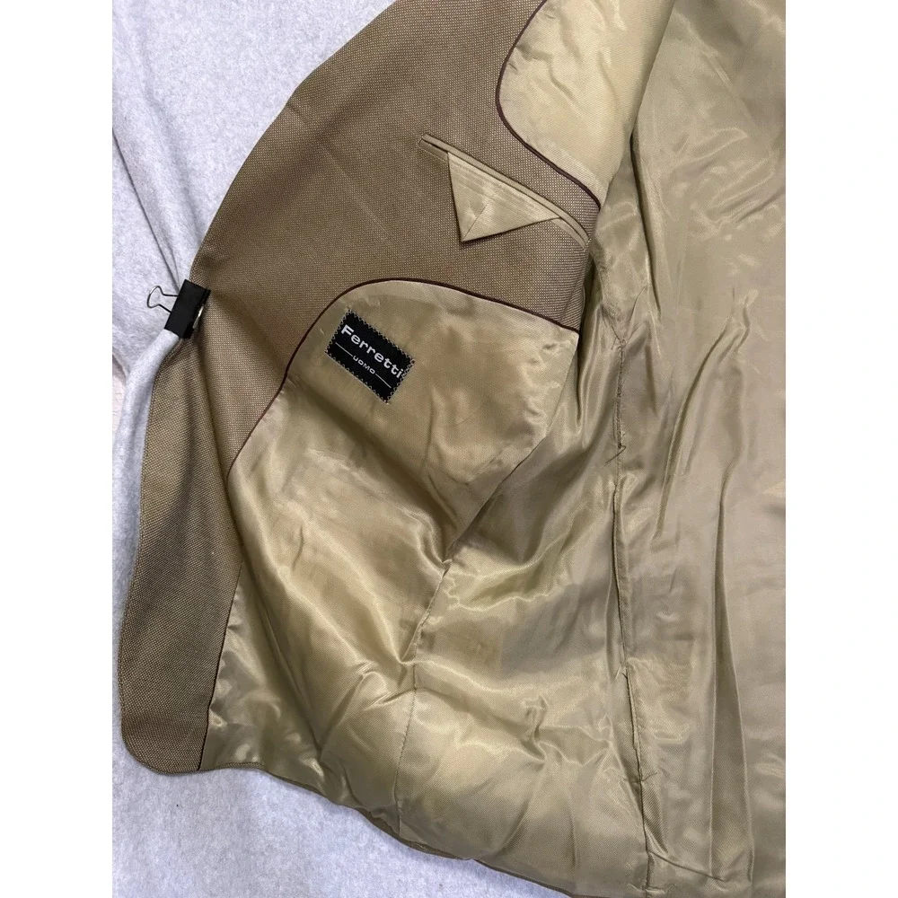 Ferretti Uomo Suit Men's 46 R Jacket 43L Pants Italian Gold Merino Wool NWT $199